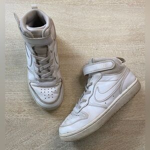 Nike High Top Velcro White Sneakers Tennis Shoes Leather Upper Kids Unisex